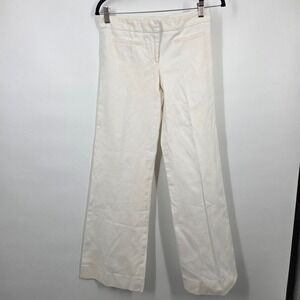 Burberry London women SZ 4 White Straight Leg Pant Career Work Casual Cotton